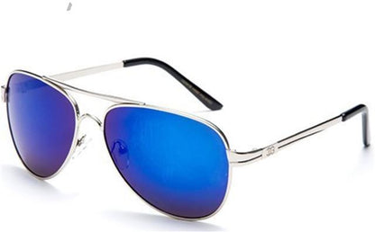 IG Unisex Retro 80's Coloured Mirror Pilot Sunglasses IG Eyewear IG9461M-B Silver Black Blue Mirror Lens