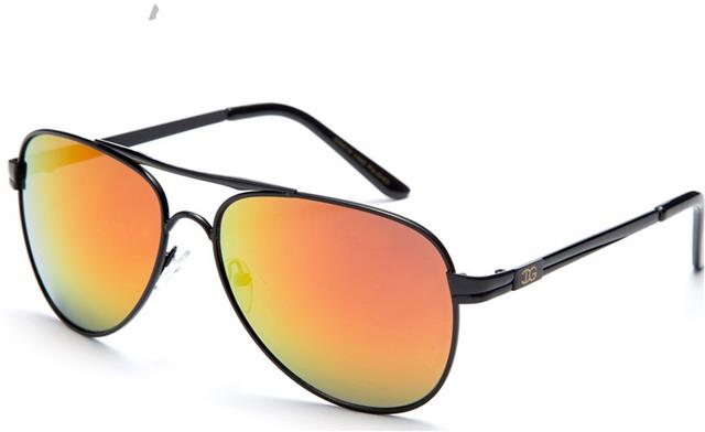 IG Unisex Retro 80's Coloured Mirror Pilot Sunglasses Black Black Red & Orange Mirror Lens IG Eyewear IG9461M-C