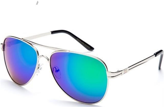 IG Unisex Retro 80's Coloured Mirror Pilot Sunglasses Silver Black Blue & Green Mirror Lens IG Eyewear IG9461M-D