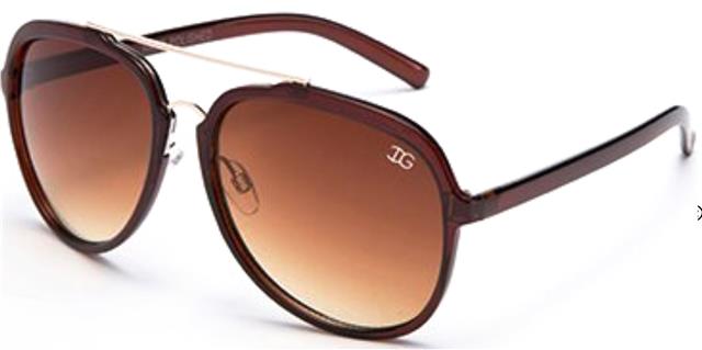 IG Round Retro Pilot Sunglasses Unisex Brown Gold Brown Gradient Lens IG Eyewear IG9475M-D