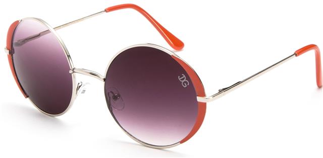 Steampunk Round IG Sunglasses Silver Red Smoke Gradient Lens IG Eyewear IG9510Mb