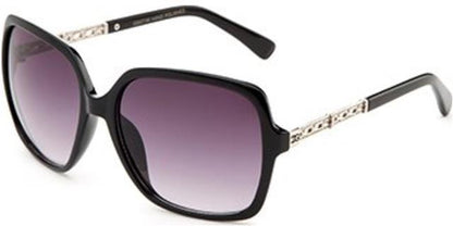 Women's Oversized Square Butterfly Shield Sunglasses IG UV400 Black Silver Smoke Gradient Lens IG Eyewear IG9731M_E