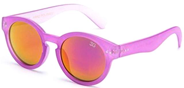Unisex Designer Round Mirror Key Hole Sunglasses Purple White Purple Mirror Lens IG Eyewear IG9832-B