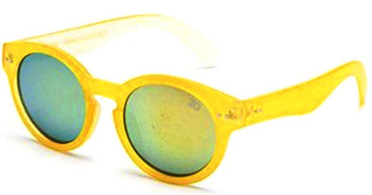Unisex Designer Round Mirror Key Hole Sunglasses Yellow White Yellow Mirror Lens IG Eyewear IG9832-C