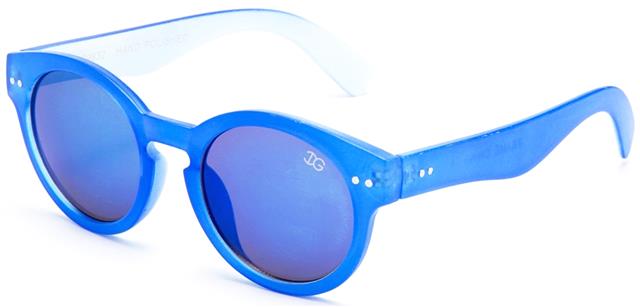 Unisex Designer Round Mirror Key Hole Sunglasses Blue White Blue Mirror Lens IG Eyewear IG9832-D