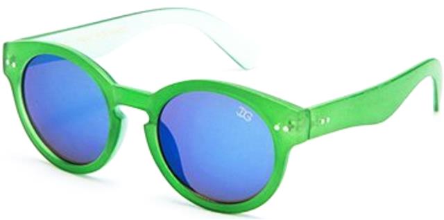 Unisex Designer Round Mirror Key Hole Sunglasses Green White Green & Blue Mirror Lens IG Eyewear IG9832-E