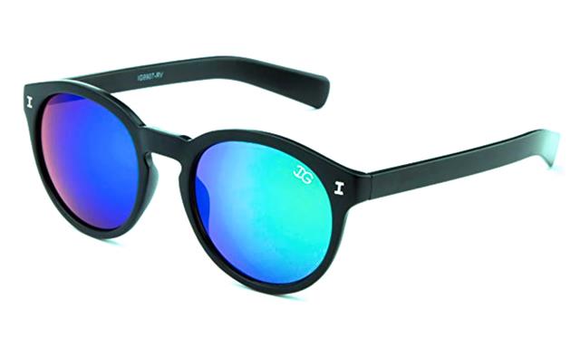 Designer Vintage Key Hole Round Mirror IG Sunglasses Unisex Black Blue & Green Mirror Lens IG Eyewear IG9907-RVa