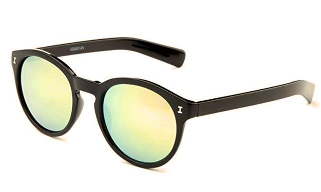 Designer Vintage Key Hole Round Mirror IG Sunglasses Unisex Black Yellow Mirror Lens IG Eyewear IG9907-RVd