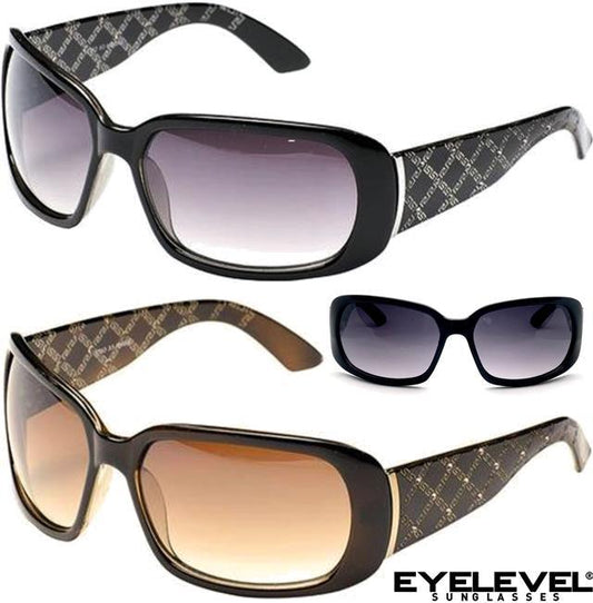 Women's Designer Oversized Wrap Around Diamante Jacquard Sunglasses UV400 Eyelevel JASMINa