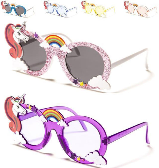 Kids Girls Unicorn Rainbow round glitter Sunglasses Age 3 years upwards Unbranded K-893