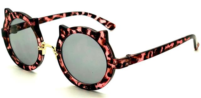 Children's Designer Cute Ear Round Girl's Sunglasses for Kids Pink Leopard Gold Light Smoke Lens Unbranded K1128-F