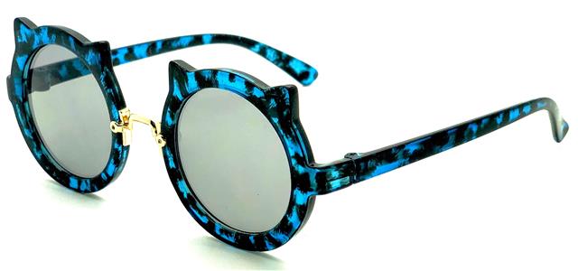 Children's Designer Cute Ear Round Girl's Sunglasses for Kids Blue Leopard Gold Light Smoke Lens Unbranded K1128-G