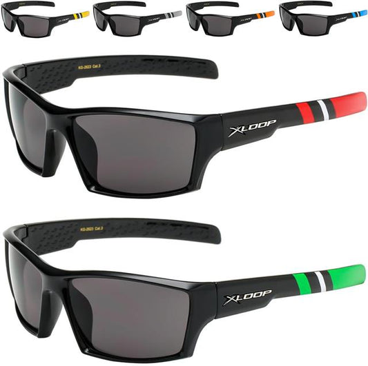 Children's Sports Sunglasses Black X-Loop Wrap Around Frame x-loop KG-X2623