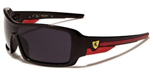 Mens Khan Sports Wrap Around Brown Sunglasses Khan KHAN-SUNGLASSES-DESIGNER-SPORTS-BLACK-LARGE-WRAP-MENS-LADIES-UV400-FASHION-K5525-v4 BLACK & RED BLACK LENSES