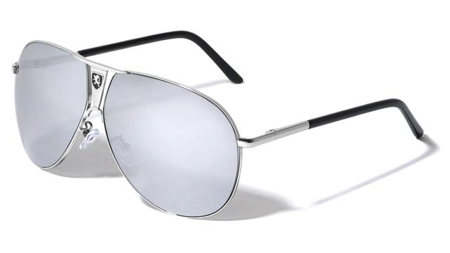Khan Vintage Oversized Shield Pilot Sunglasses for Men Khan KN-1086-khan-metal-frontal-lion-logo-aviators-sunglasses-05