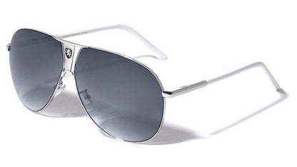 Khan Vintage Oversized Shield Pilot Sunglasses for Men Khan KN-1086-khan-metal-frontal-lion-logo-aviators-sunglasses-06
