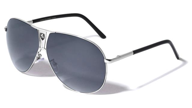 Khan Vintage Oversized Shield Pilot Sunglasses for Men Khan KN-1086-khan-metal-frontal-lion-logo-aviators-sunglasses-07