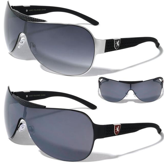 Khan Oversized Shield Sunglasses for Mens And Women Khan KN-1129-khan-metal-one-piece-shield-lens-curly-pattern-sunglasses-0