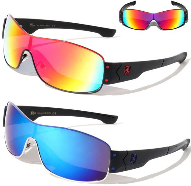 Men's Rainbow Mirror Wrap around Khan sunglasses Khan KN-3M3952-RCM