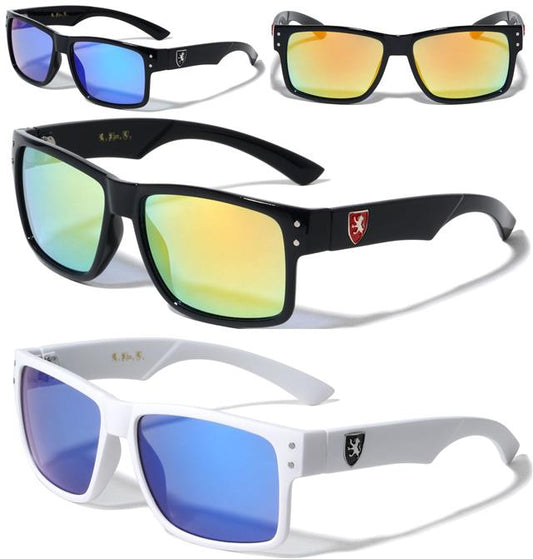 Mens High Quality Flat Top Classic Retro Sunglasses with Mirror Lens Khan KN-5344-CM-khan-plastic-color-mirror-classic-square-sunglasses-00
