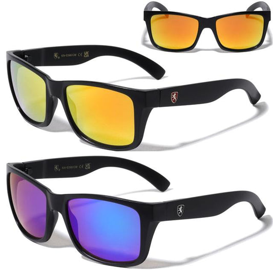 Mens Sport Square Wrap Sunglasses Ladies Khan Designer Retro Mirror Shades UV400 Khan KN-5396-CM-khan-plastic-color-mirror-classic-square-sunglasses-0