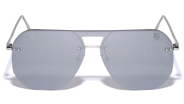 Men's Khan Flat Top Flat Lens Pilot Mirror Shield Sunglasses Khan KN-M21040-khan-metal-aviators-shield-sunglasses-01