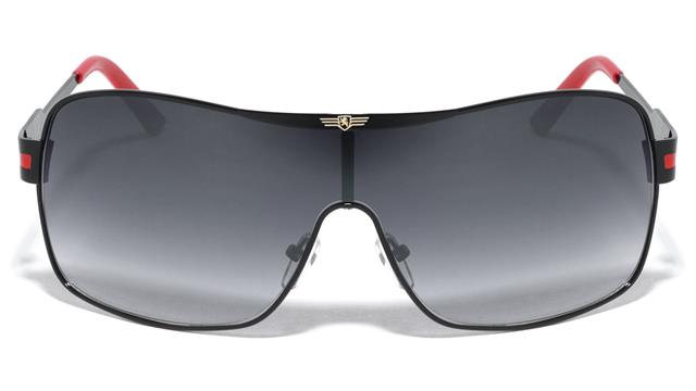 Mens Khan Pilot Wrap Sunglasses Metal with Oversized Retro Shield Frame UV400 Khan KN-M3728-_NEW_-khan-metal-one-piece-shield-round-frame-sunglasses-01