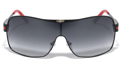 Mens Khan Pilot Wrap Sunglasses Metal with Oversized Retro Shield Frame UV400 Khan KN-M3728-_NEW_-khan-metal-one-piece-shield-round-frame-sunglasses-01
