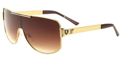 Men's Khan Retro Designer Metal Wrap Sunglasses GOLD & BROWN Khan KN-M3912-khan-metal-one-piece-sunglasses-03