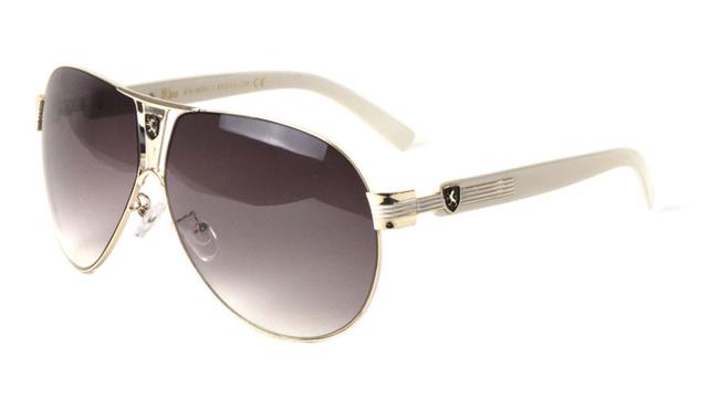 Khan Shield Retro Pilot Sunglasses for Men Khan KN-M3917-E Gold White Smoke Gradient Lens