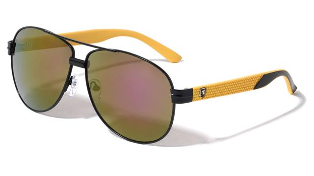 Retro Pilot Sunglasses Designer Khan for Men Khan KN-M3935-CM-metal-tire-marks-temple-pattern-aviators-sunglasses-06