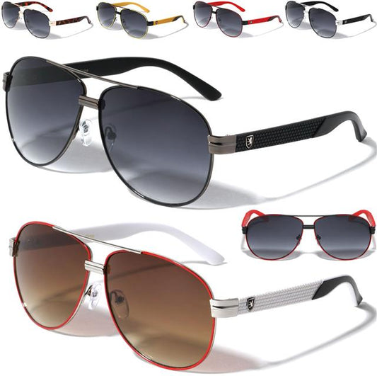 Retro Pilot Sunglasses Designer Khan for Men Khan KN-M3935-metal-tire-marks-temple-pattern-aviators-sunglasses-0_a96983d8-79dd-45d0-aba2-d03c8171b6b8