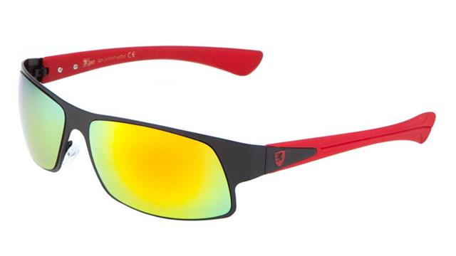 Khan Wrap Around Sport Shield Sunglasses for Men Black Red Orange Lens Khan KN-M3937-RCM-khan-metal-revo-color-mirror-wrap-sport-sunglasses-01