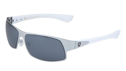 Khan Wrap Around Sport Shield Sunglasses for Men White Silver Smoke Lens Khan KN-M3937-RCM-khan-metal-revo-color-mirror-wrap-sport-sunglasses-05