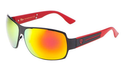 Khan Sports Large Wrap around Mirror Unisex Sunglasses Black Red Orange Lens Khan KN-M3938-RCM-khan-metal-revo-color-mirror-sunglasses-02