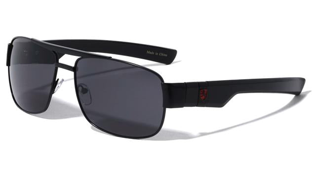 Mens Khan Small Pilot Sunglasses with Brow Bar UV400 Khan KN-M3956-khan-metal-modern-squared-aviators-sunglasses-05