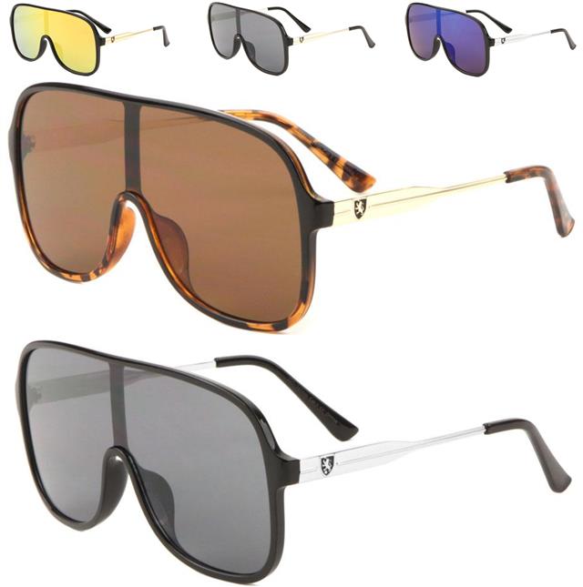 Designer Retro Clubbing Flat Top Shield Pilot Sunglasses for Men Khan KN-P01021A