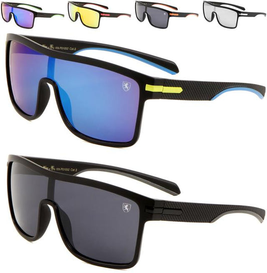 Men's Large Flat top Shield Wrap Sunglasses for Men Khan KNP01052