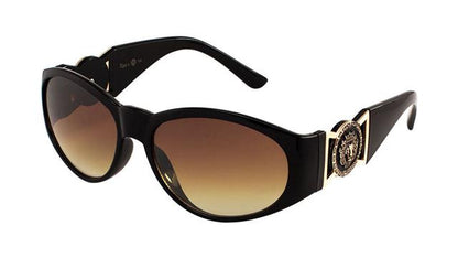 Designer Kleo Women's Sunglasses Gloss Black Gold Brown Gradient Lens Kleo LH-5348-2
