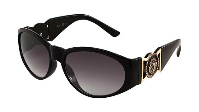 Designer Kleo Women's Sunglasses Gloss Black Gold Smoke Gradient Lens Kleo LH-5348-4