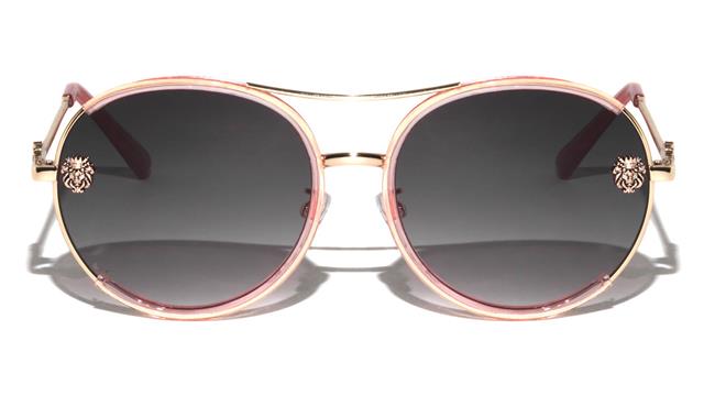 Women's Kleo Designer Round Metal Pilot Sunglasses Kleo LH-M7813-lionhead-metal-round-sunglasses-01