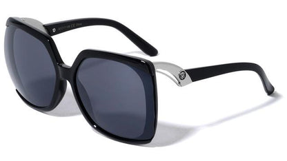 women's butterfly Oversized Kleo Shield Sunglasses UV400 Black Silver Black Lens Kleo LH-P4030-lion-head-butterfly-sunglasses-06