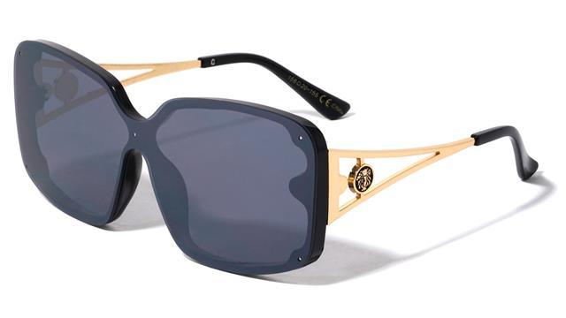 Stunning Oversized women's Shield Kleo Sunglasses UV400 Black Gold Smoke lens Kleo LH-P4041-lion-head-plastic-butterfly-shield-lens-sunglasses-05