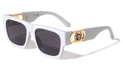 Kleo Women's large Retro Classic Sunglasses UV400 White Smoke Lens Kleo LH-P4045-lion-head-plastic-oval-medallion-square-sunglasses-05