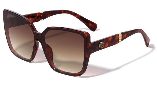 Kleo Women's Oversized Square Butterfly Shield Sunglasses UV400 Kleo LH-P4049-lion-head-plastic-shield-cat-eye-sunglasses-04 Tortoise Brown Gradient