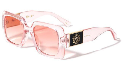 Kleo Women's Large Rectangle Flat Lens Thick Ladies Sunglasses UV400 Pink Pink Gradient Kleo LH-P4051-lion-head-plastic-side-plaque-square-sunglasses-03
