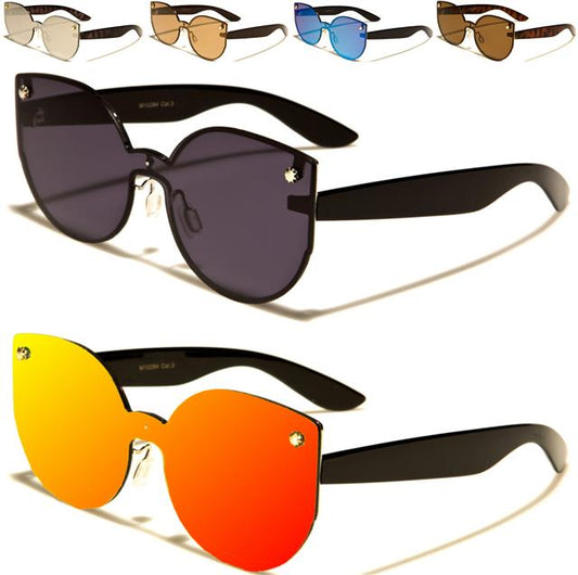 Rimless Flat Mirror Lens Cat Eye Sunglasses for Women Unbranded M10284