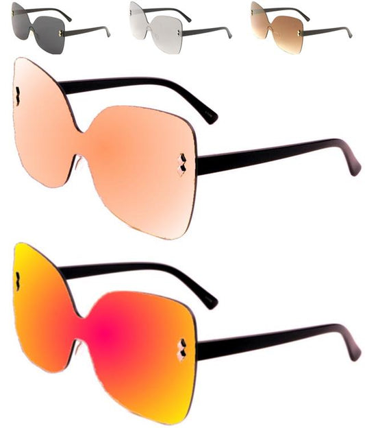 Ladies Big Flat Mirror Lens Butterfly Sunglasses Unbranded M10585-CM