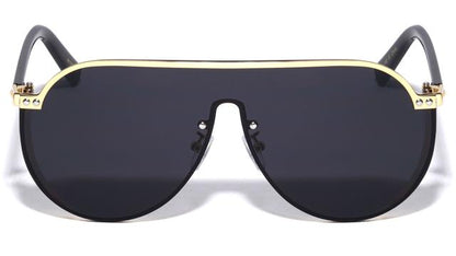 Women's Thick Glitter Rim Pilot Sunglasses Unbranded M10773-metal-flat-shield-sunglasses-01