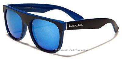 Unisex Designer Flat Top Classic Sunglasses BLACK & BLUE MIRROR LENSE Biohazard NEW-BLACK-DESIGNER-SUNGLASSES-MENS-LADIES-BOYS-L-MIRRORED-VINTAGE-UV400-RETRO-v2